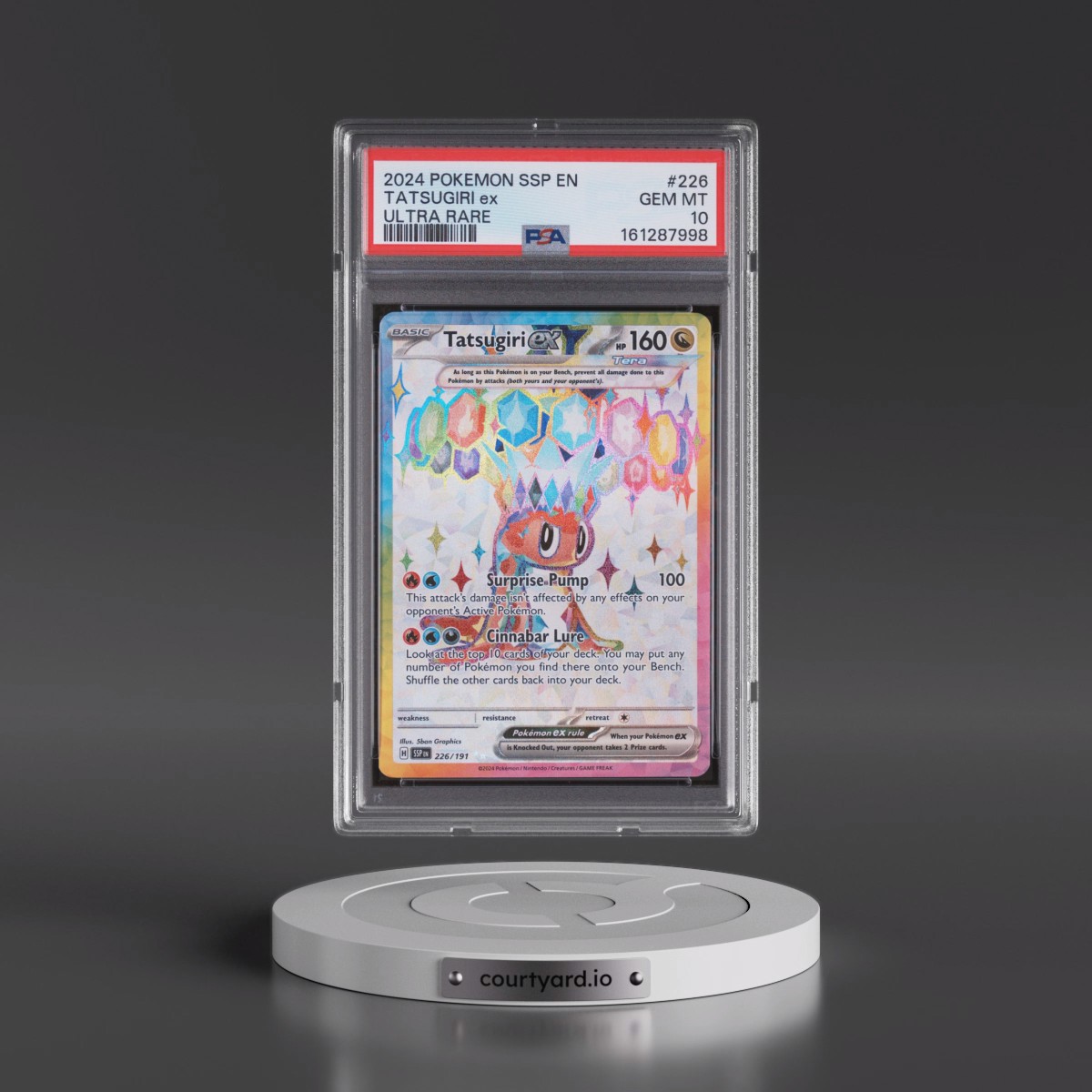 2024 Pokémon Ssp EN-Surging Sparks #226 Tatsugiri EX - Holo Ultra Rare (PSA 10 GEM MINT)