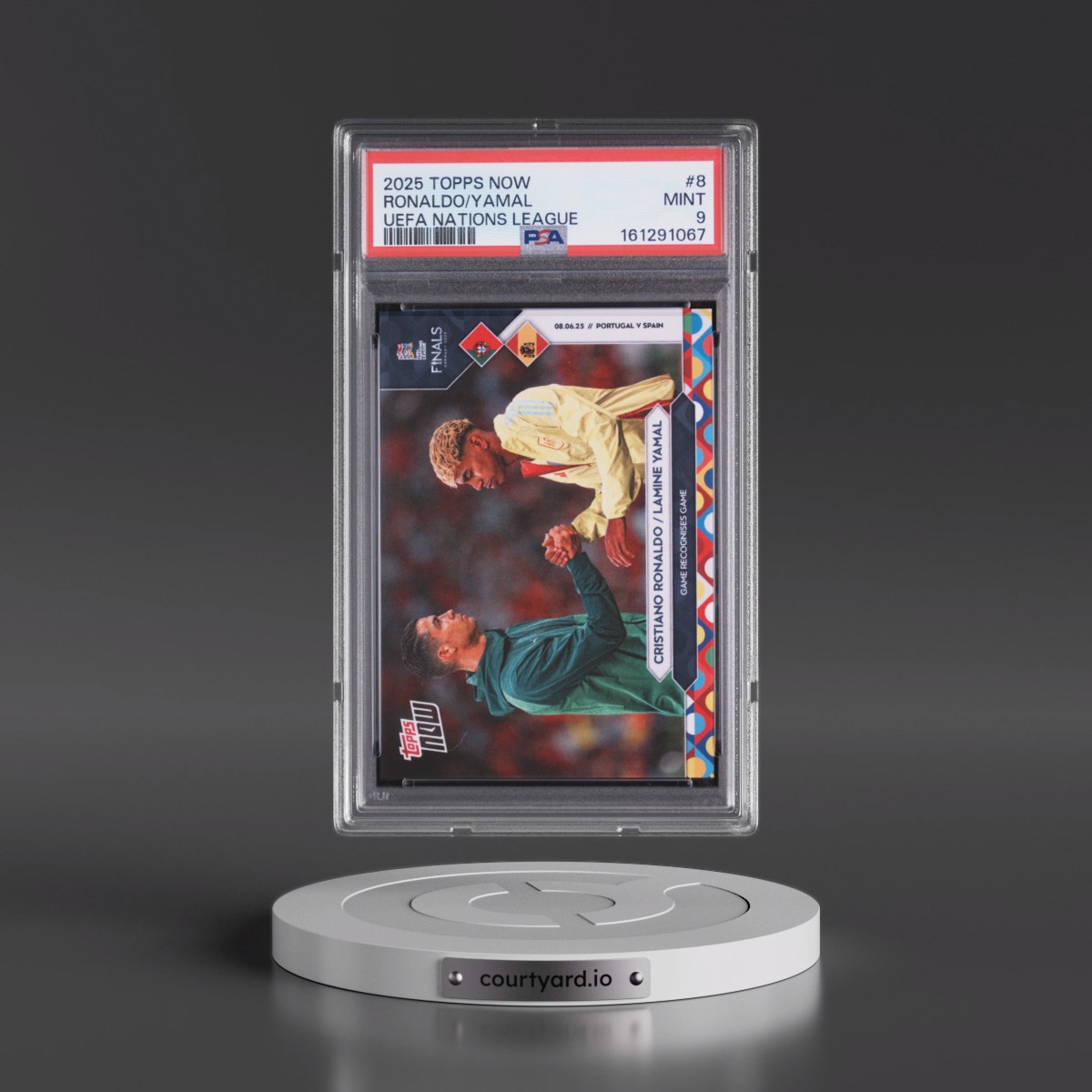 2025 Topps Now UEFA Nations League #8 Cristiano Ronaldo/Lamine Yamal (PSA 9 MINT)