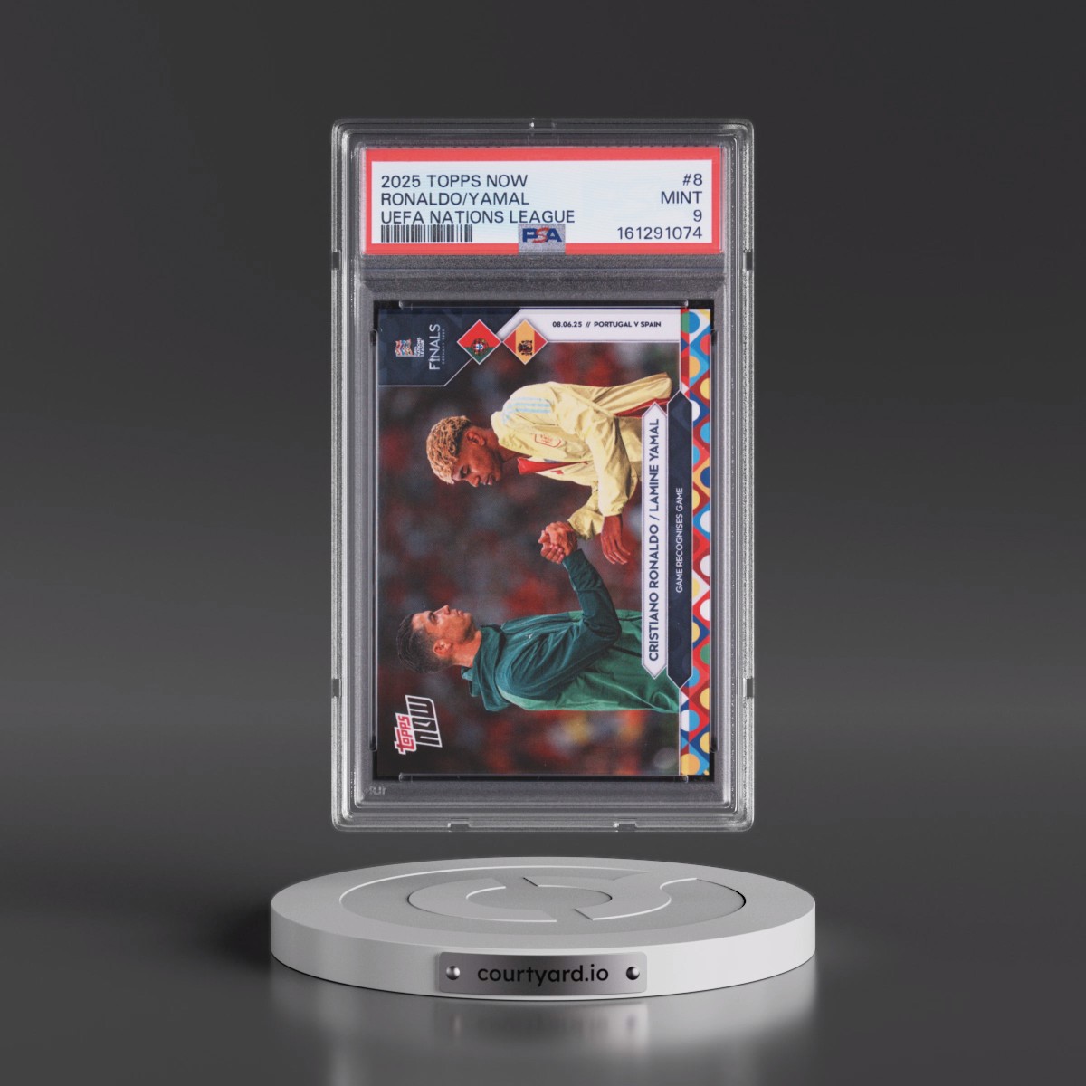 2025 Topps Now UEFA Nations League #8 Cristiano Ronaldo/Lamine Yamal (PSA 9 MINT)