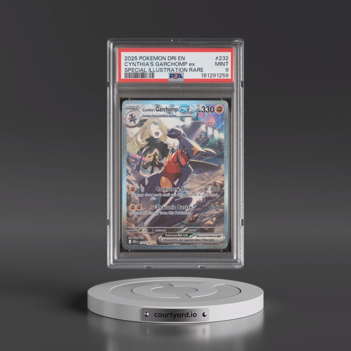 2025 Pokémon Dri EN-Destined Rivals #232 Cynthia's Garchomp EX - Holo Special Illustration Rare (PSA 9 MINT)