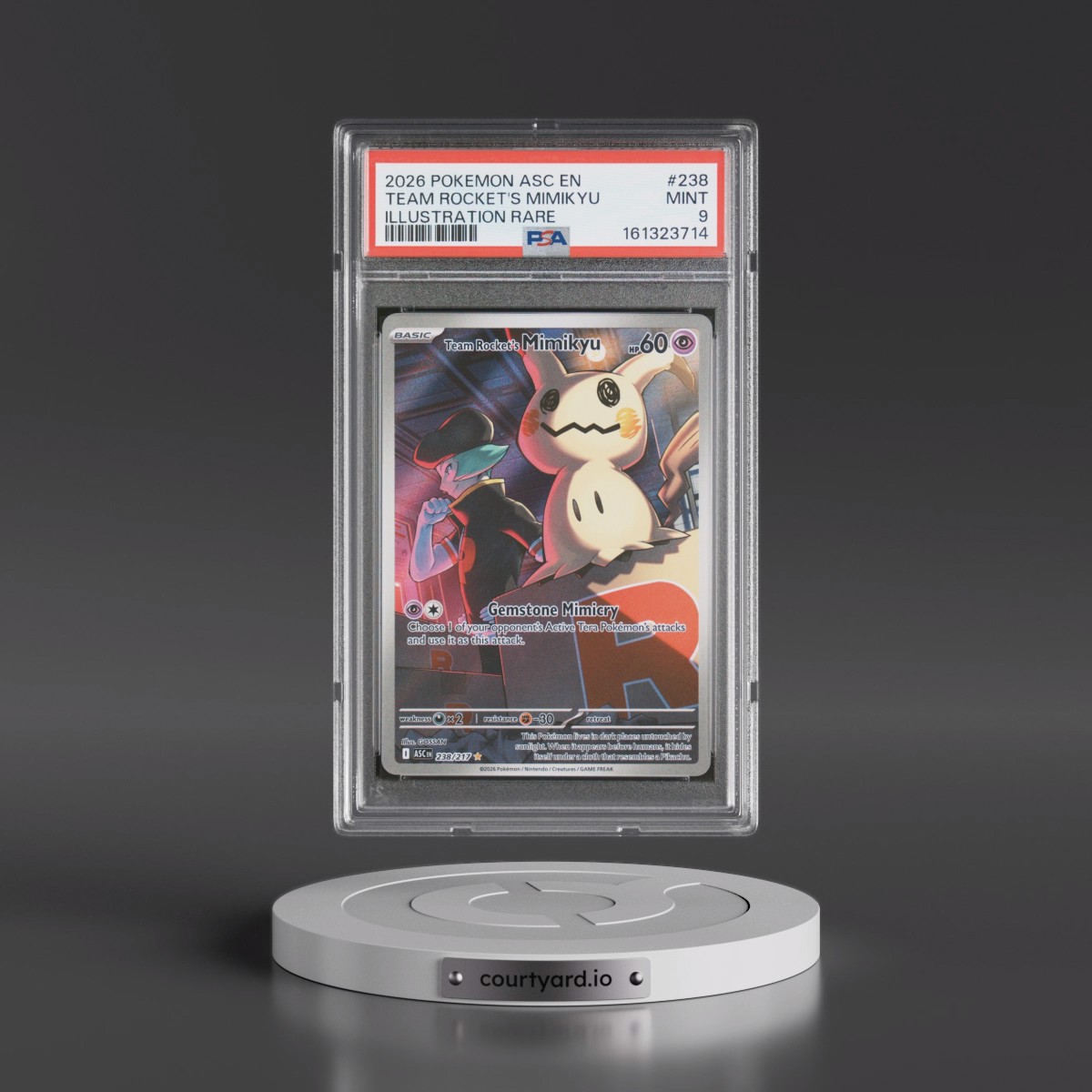 2026 Pokémon Asc EN-Ascended Heroes #238 Team Rocket's Mimikyu - Illustration Rare (PSA 9 MINT)