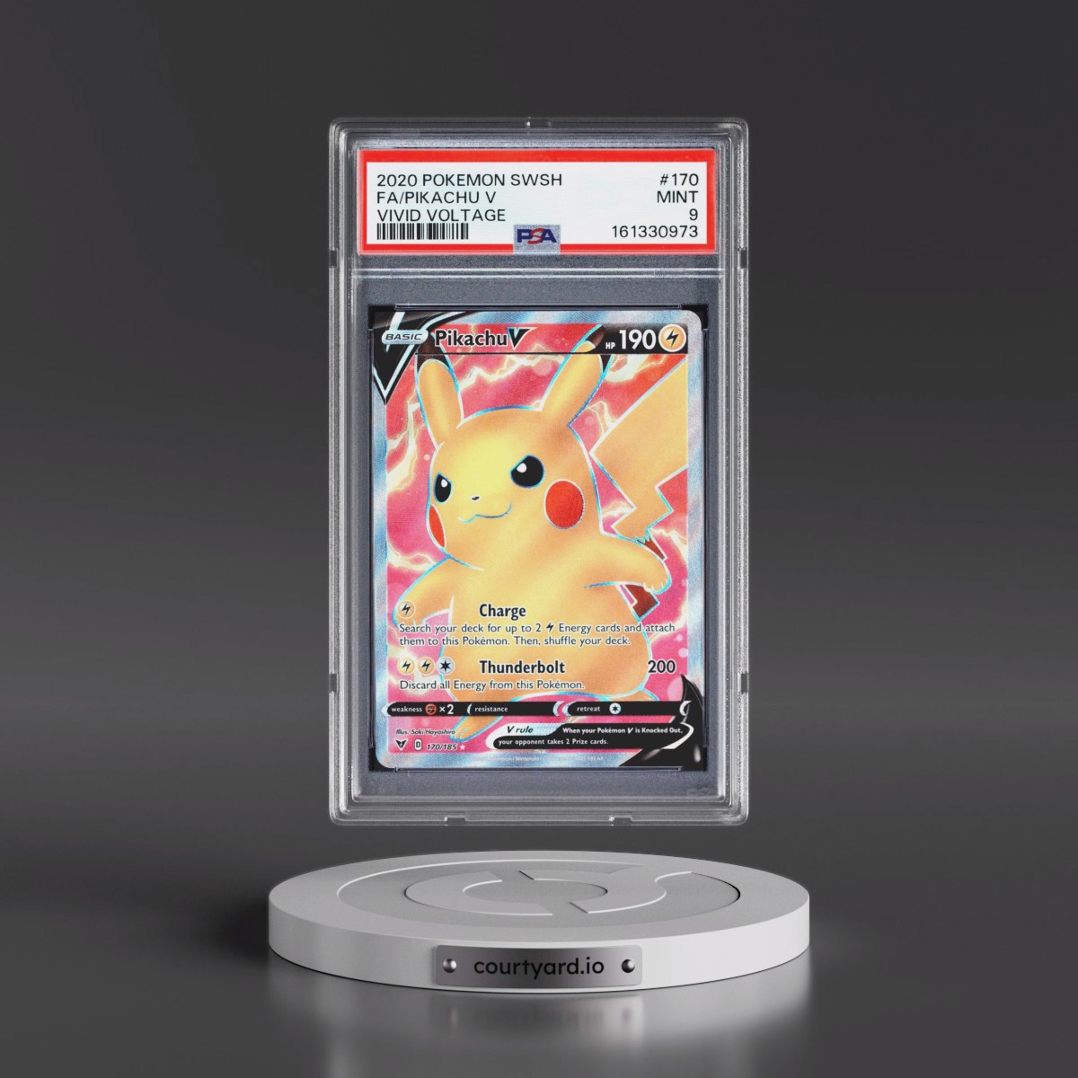 2020 Pokémon Sword & Shield Vivid Voltage #170 Pikachu V - Holo Full Art (PSA 9 MINT)