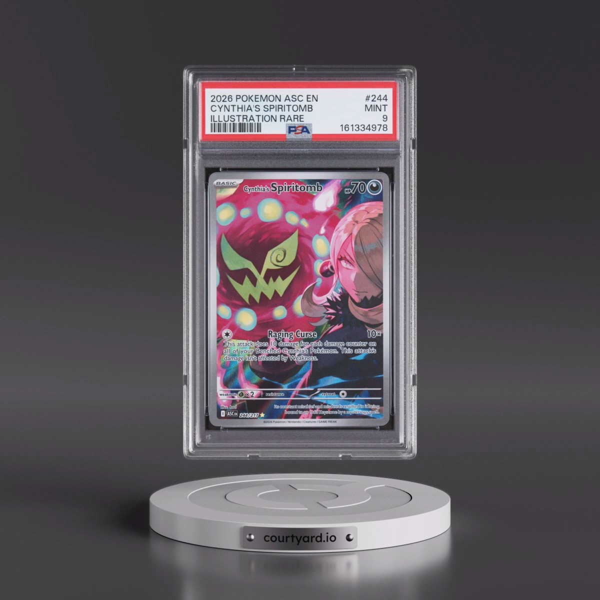 2026 Pokémon Asc EN-Ascended Heroes #244 Cynthia's Spiritomb - Illustration Rare (PSA 9 MINT)