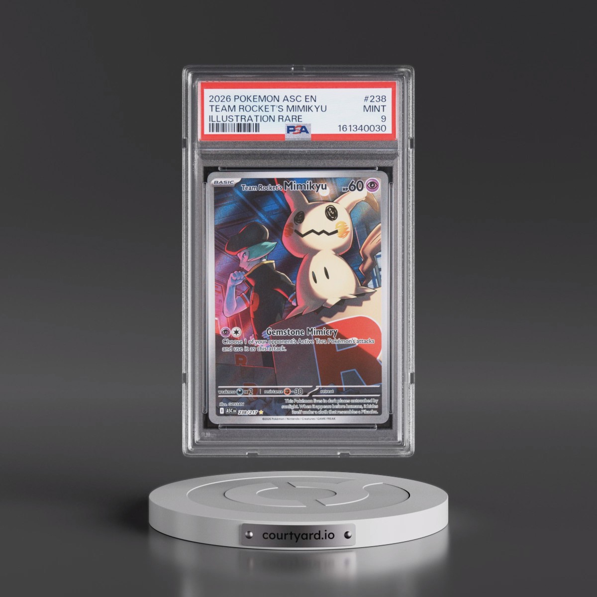 2026 Pokémon Asc EN-Ascended Heroes #238 Team Rocket's Mimikyu - Illustration Rare (PSA 9 MINT)
