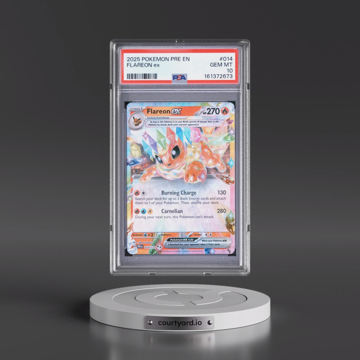 2025 Pokémon Pre EN-Prismatic Evolutions #014 Flareon EX - Holo (PSA 10 GEM MINT)