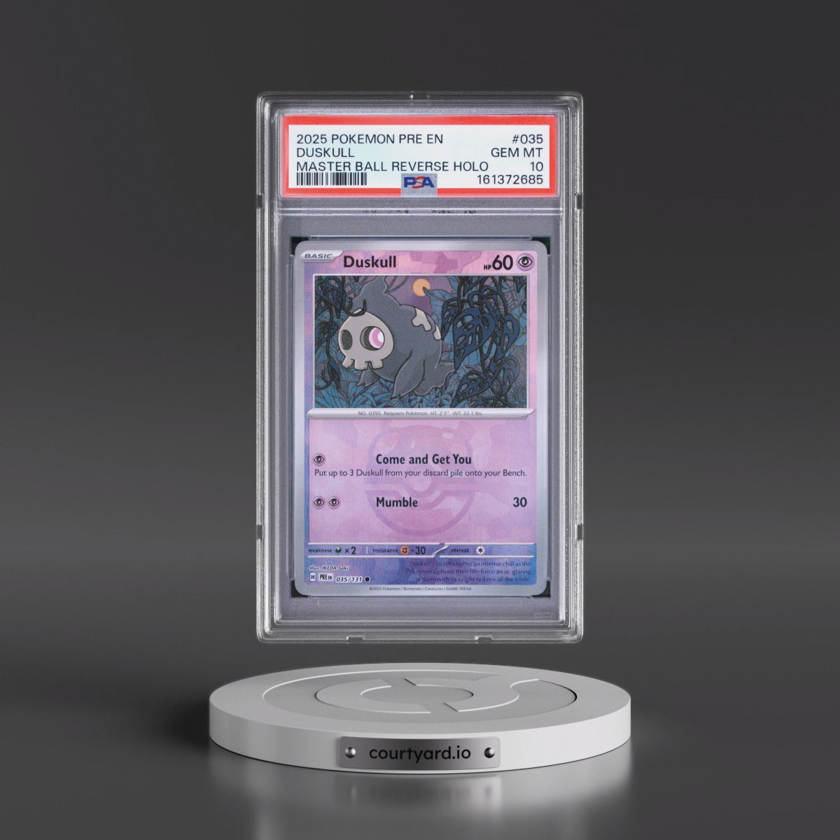 2025 Pokémon Pre EN-Prismatic Evolutions #035 Duskull - Reverse Holo Master Ball (PSA 10 GEM MINT)