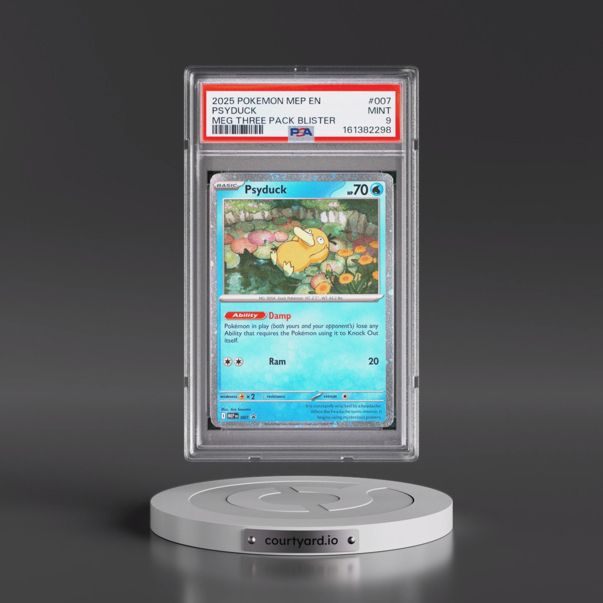 2025 Pokémon Mep EN-Me Black Star Promo #007 Psyduck - Mega Evolution Three Pack Blister (PSA 9 MINT)
