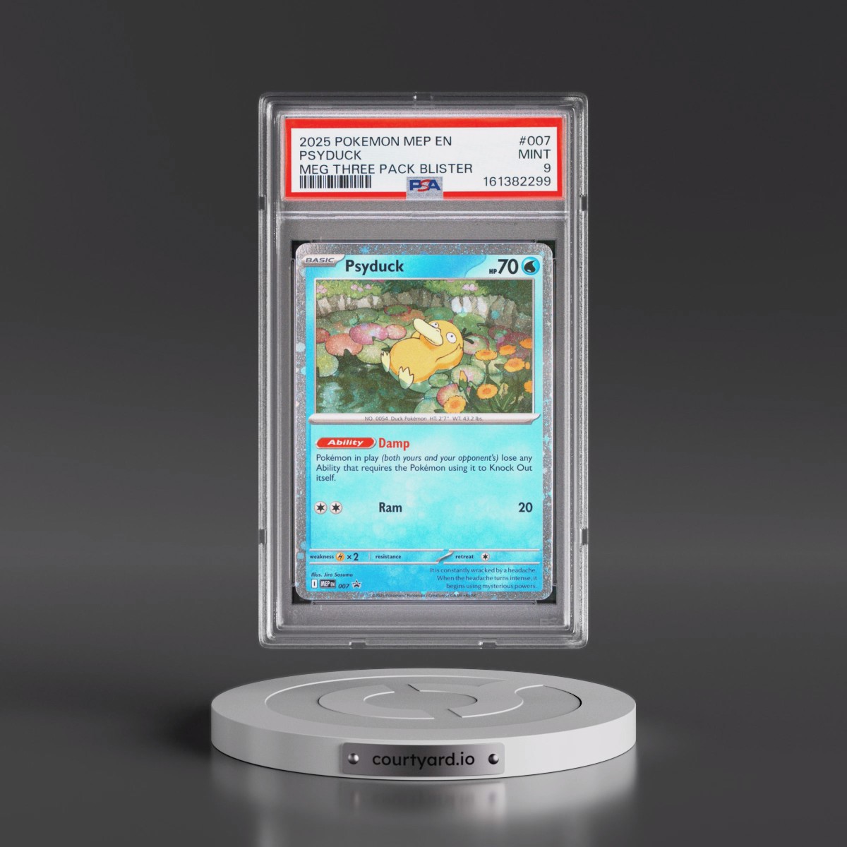 2025 Pokémon Mep EN-Me Black Star Promo #007 Psyduck - Mega Evolution Three Pack Blister (PSA 9 MINT)