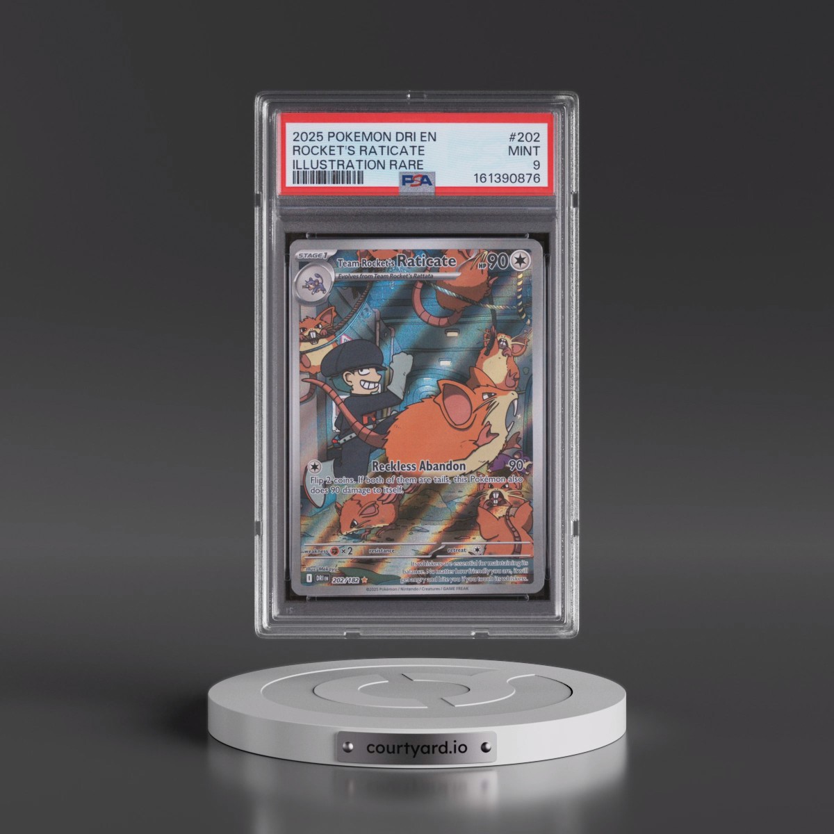 2025 Pokémon Dri EN-Destined Rivals #202 Team Rocket's Raticate - Illustration Rare (PSA 9 MINT)