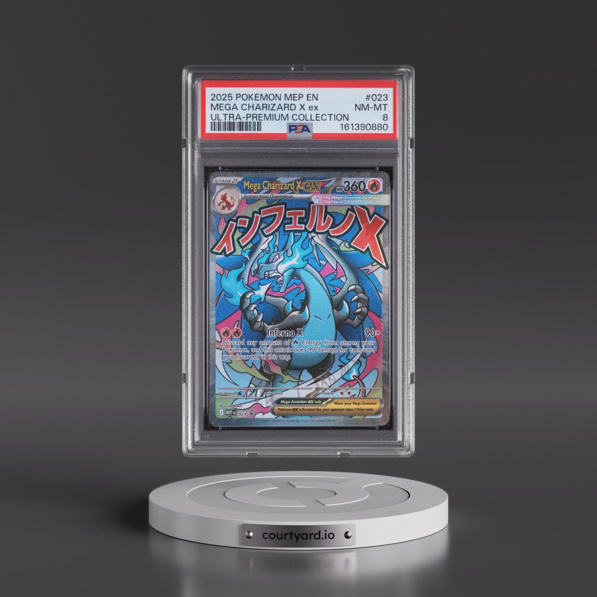 2025 Pokémon Mep EN-Me Black Star Promo #023 Mega Charizard X EX - Holo Mega Charizard X EX Ultra-Premium Collection (PSA 8 NM-MT)