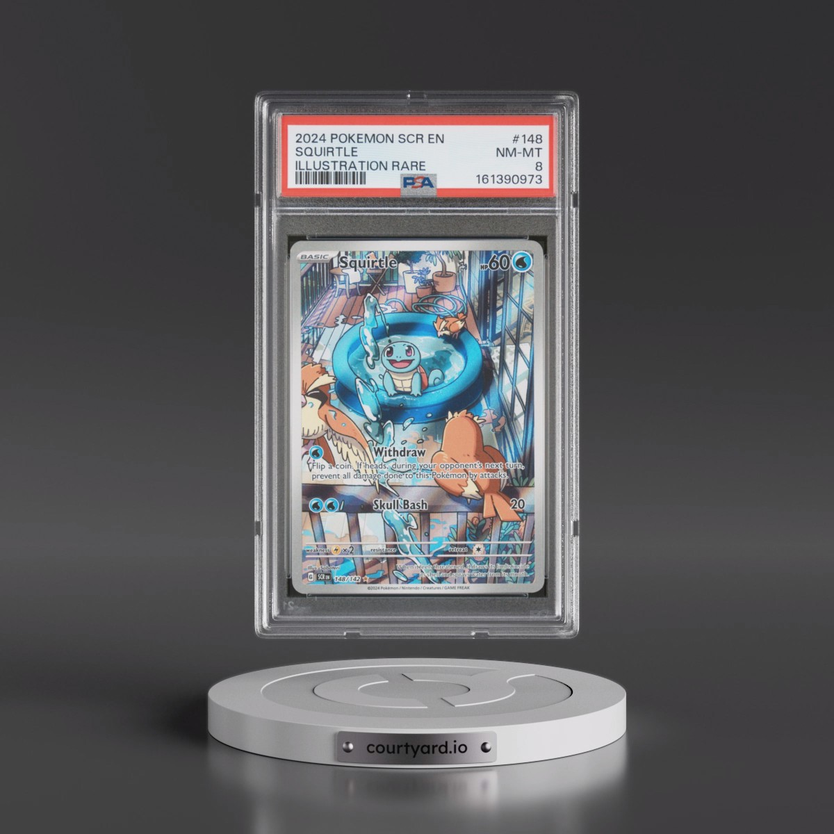 2024 Pokémon Scr EN-Stellar Crown #148 Squirtle - Illustration Rare (PSA 8 NM-MT)