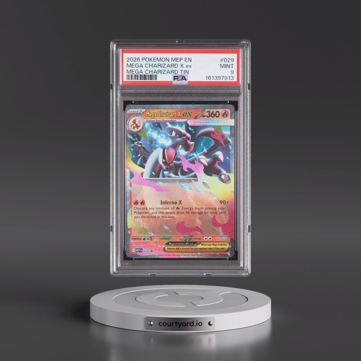 2026 Pokémon Mep EN-Me Black Star Promo #029 Mega Charizard X EX - Holo Mega Charizard Tin (PSA 9 MINT)