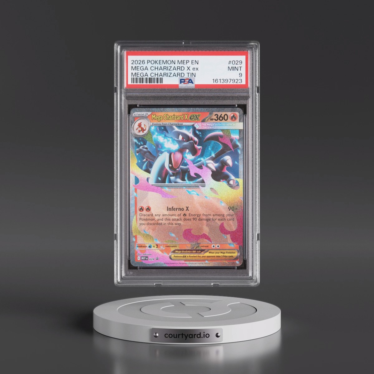 2026 Pokémon Mep EN-Me Black Star Promo #029 Mega Charizard X EX - Holo Mega Charizard Tin (PSA 9 MINT)