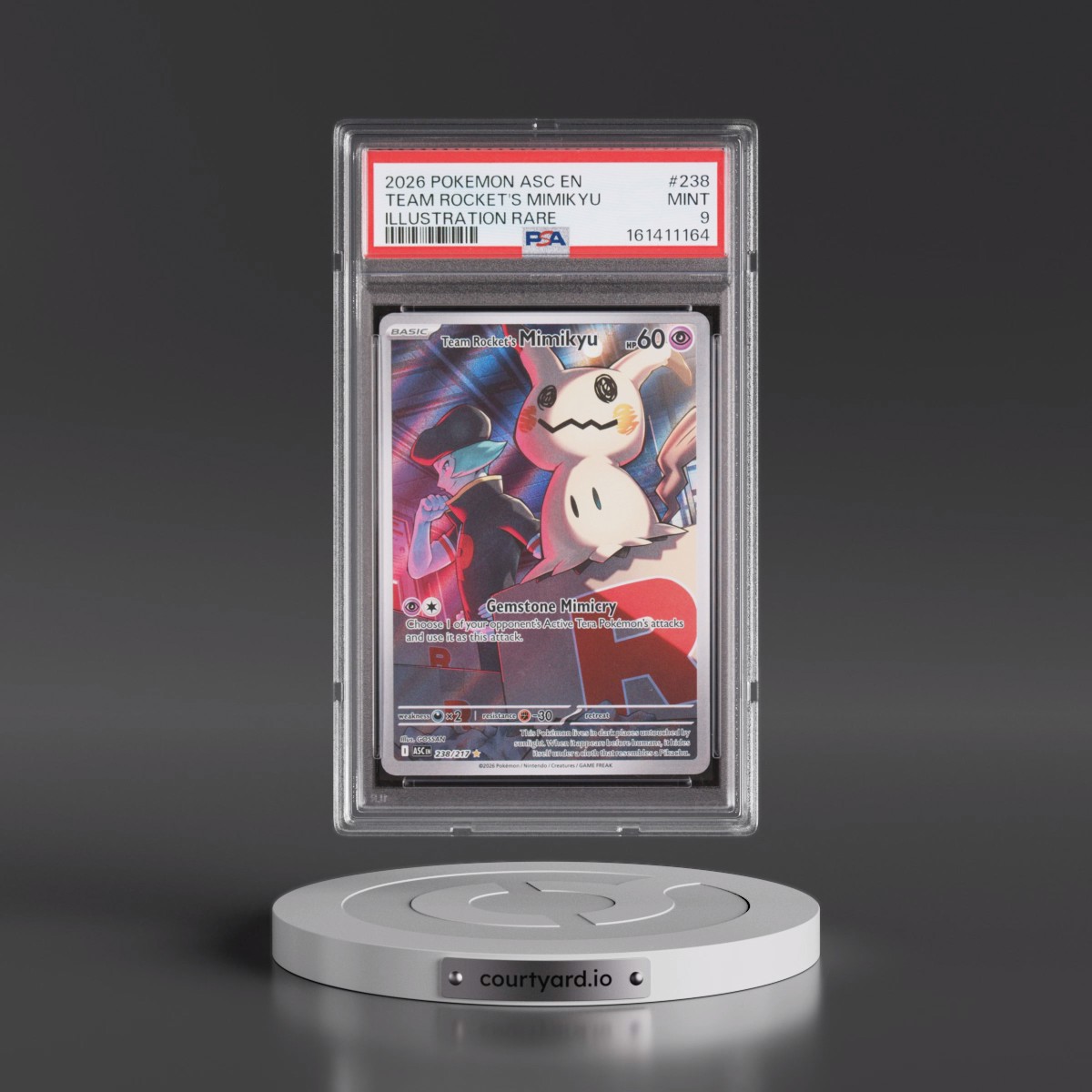 2026 Pokémon Asc EN-Ascended Heroes #238 Team Rocket's Mimikyu - Illustration Rare (PSA 9 MINT)