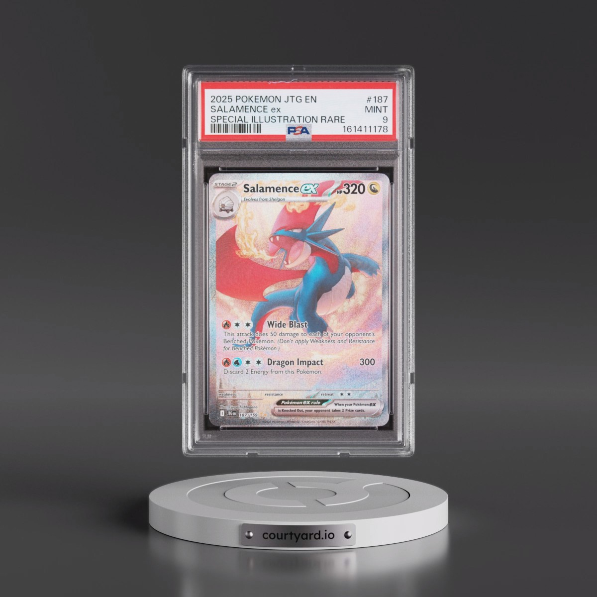 2025 Pokémon Jtg EN-Journey Together #187 Salamence EX - Holo Special Illustration Rare (PSA 9 MINT)