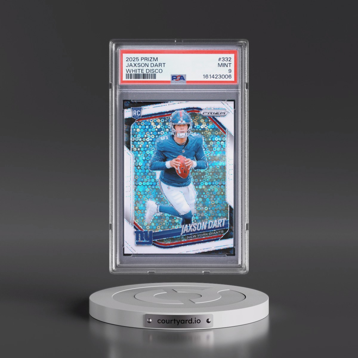 2025 Panini Prizm #332 Jaxson Dart - White Disco (PSA 9 MINT)