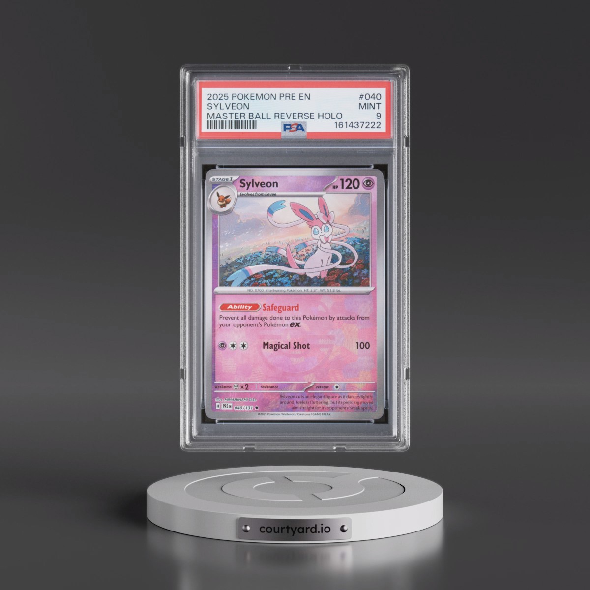 2025 Pokémon Pre EN-Prismatic Evolutions #040 Sylveon - Reverse Holo Master Ball (PSA 9 MINT)