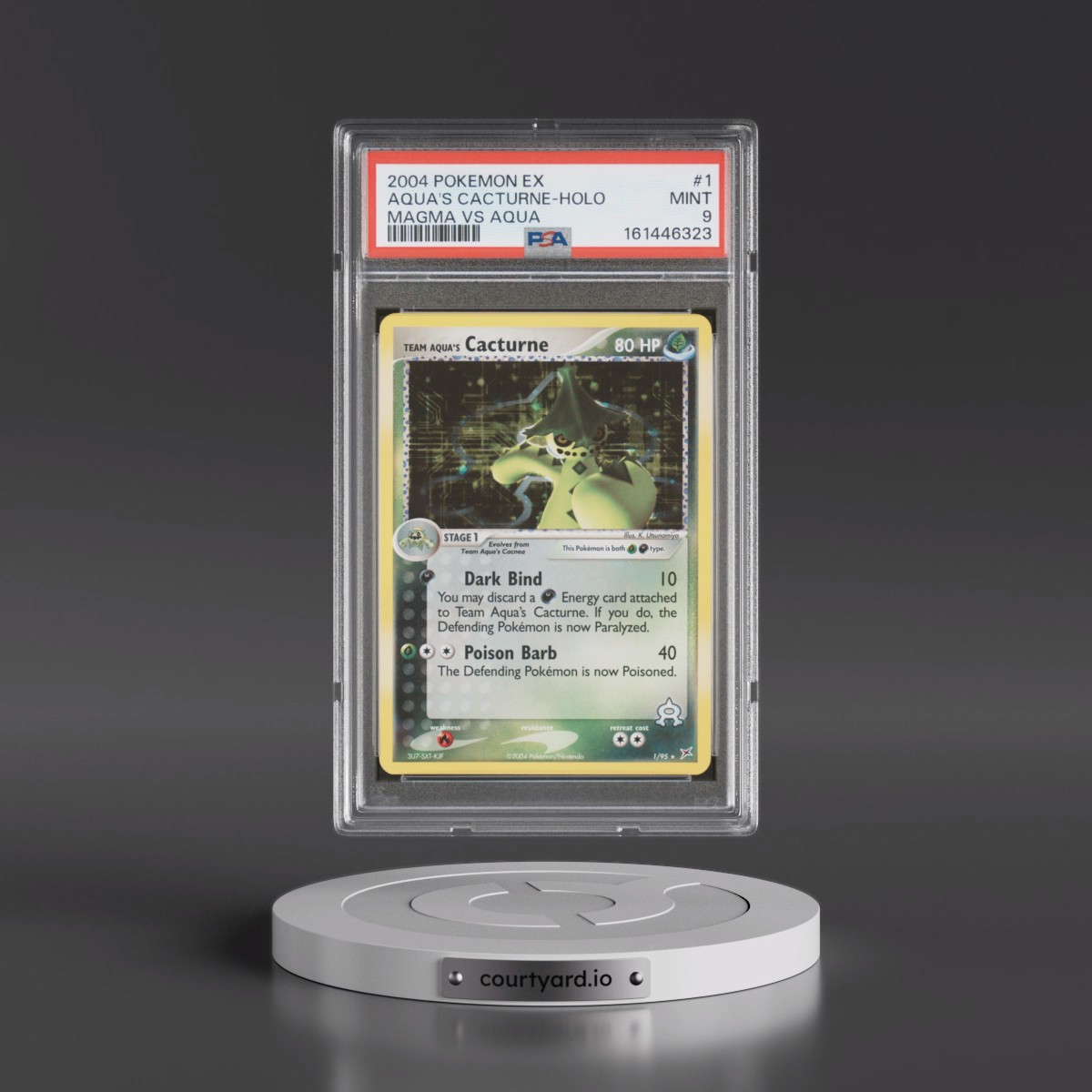 2004 Pokémon EX Team Magma VS Team Aqua #1 Team Aqua's Cacturne - Holo (PSA 9 MINT)