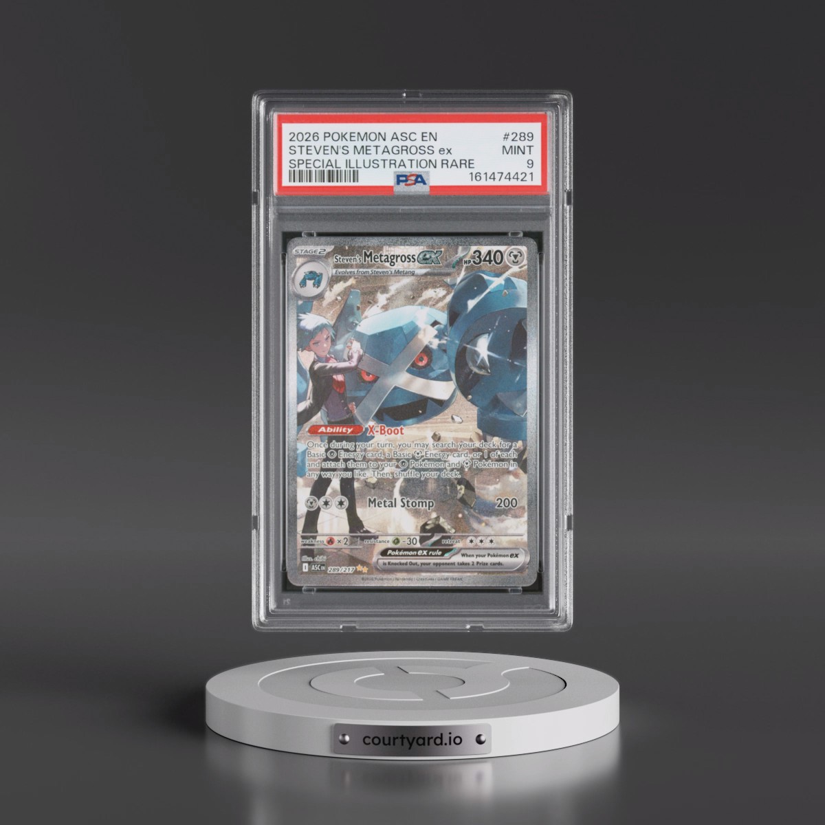 2026 Pokémon Asc EN-Ascended Heroes #289 Steven's Metagross EX - Holo Special Illustration Rare (PSA 9 MINT)