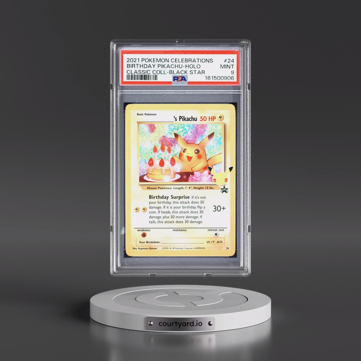 2021 Pokémon Celebrations Classic Collection #24 Birthday Pikachu - Holo (PSA 9 MINT)
