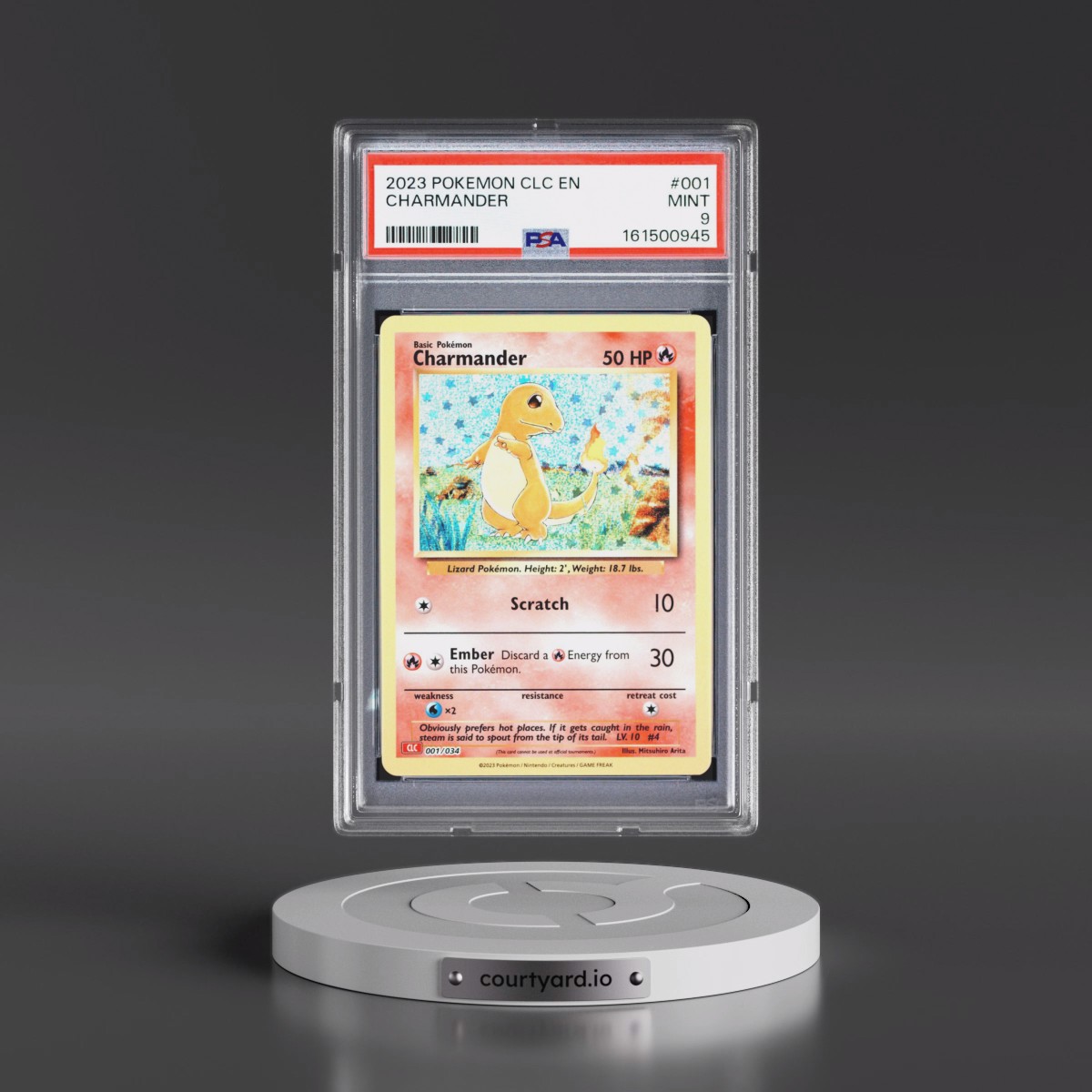 2023 Pokémon Clc-Trading Card Game Classic Charizard & HO-Oh EX Deck #001 Charmander (PSA 9 MINT)