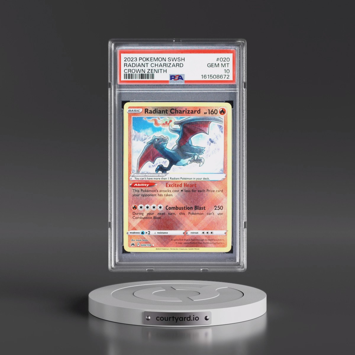 2023 Pokémon Sword and Shield Crown Zenith #020 Radiant Charizard - Holo (PSA 10 GEM MINT)