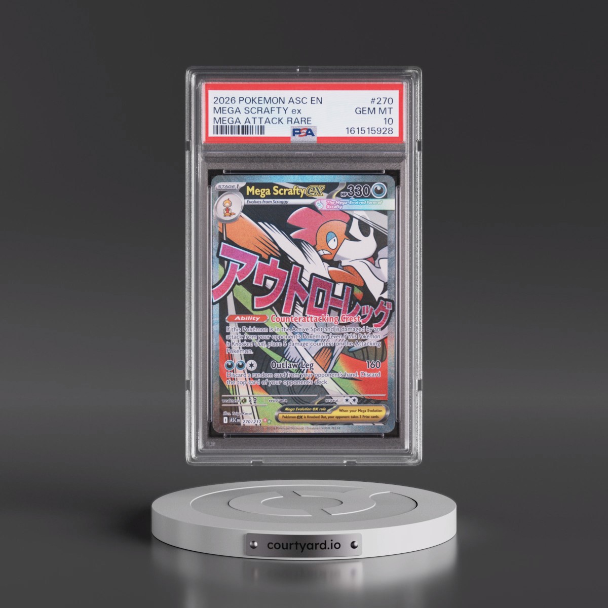 2026 Pokémon Asc EN-Ascended Heroes #270 Mega Scrafty EX - Holo Mega Attack Rare (PSA 10 GEM MINT)