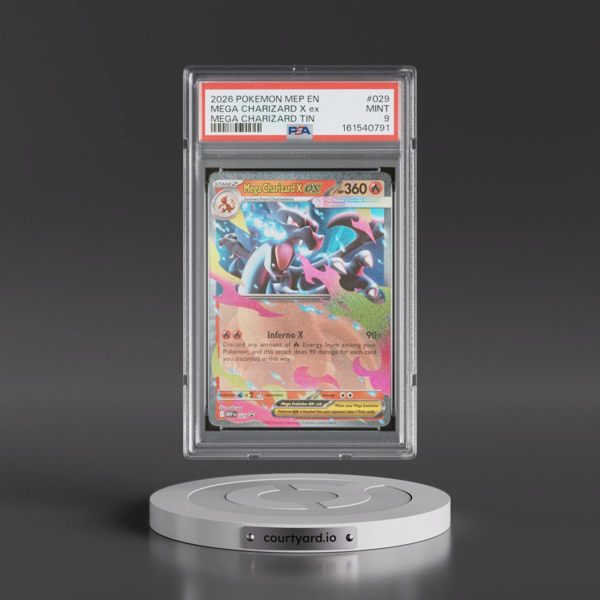 2026 Pokémon Mep EN-Me Black Star Promo #029 Mega Charizard X EX - Holo Mega Charizard Tin (PSA 9 MINT)