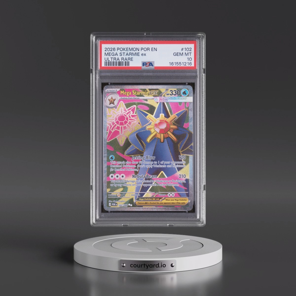 2026 Pokémon Por EN-Perfect Order #102 Mega Starmie EX - Holo Ultra Rare (PSA 10 GEM MINT)