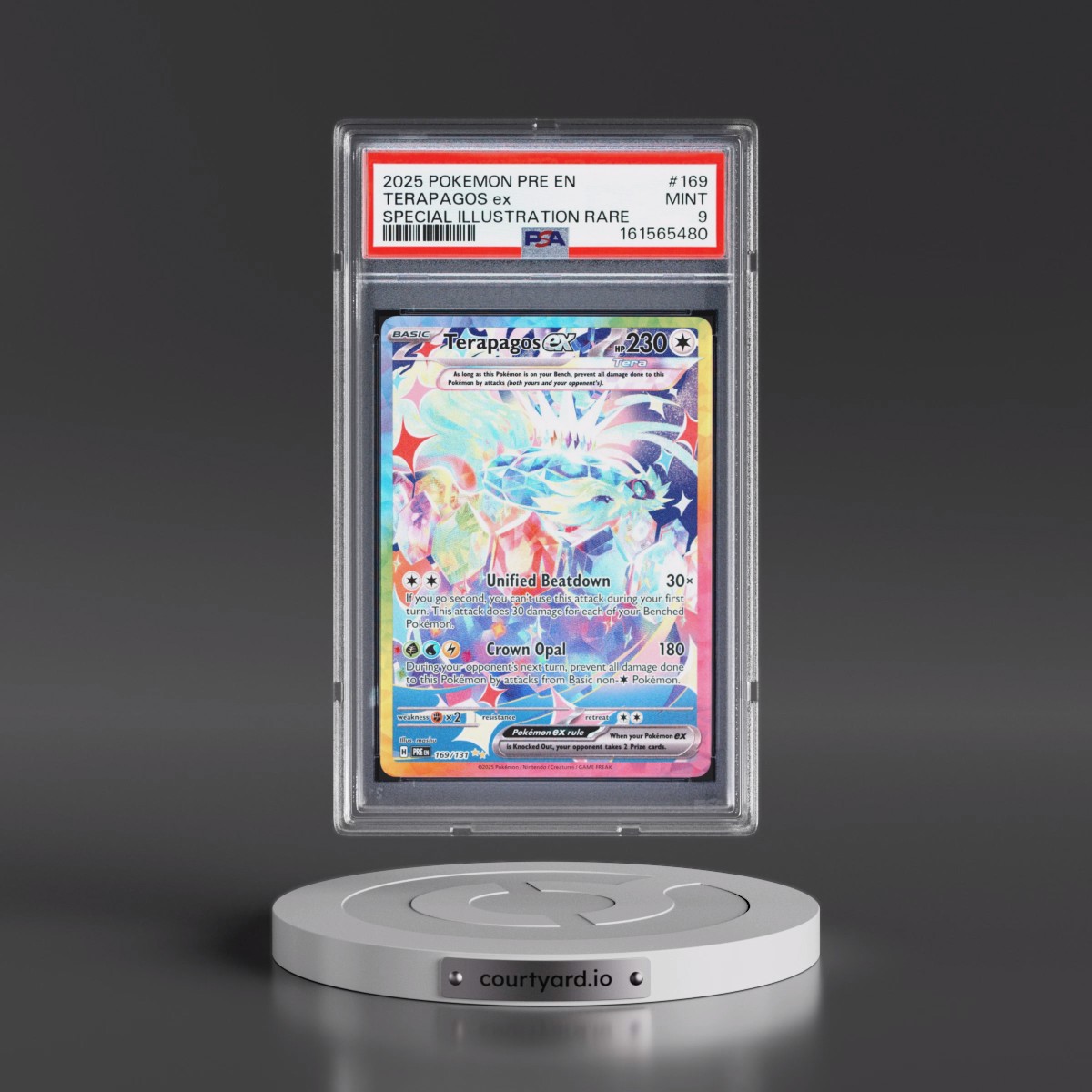 2025 Pokémon Pre EN-Prismatic Evolutions #169 Terapagos EX - Holo Special Illustration Rare (PSA 9 MINT)