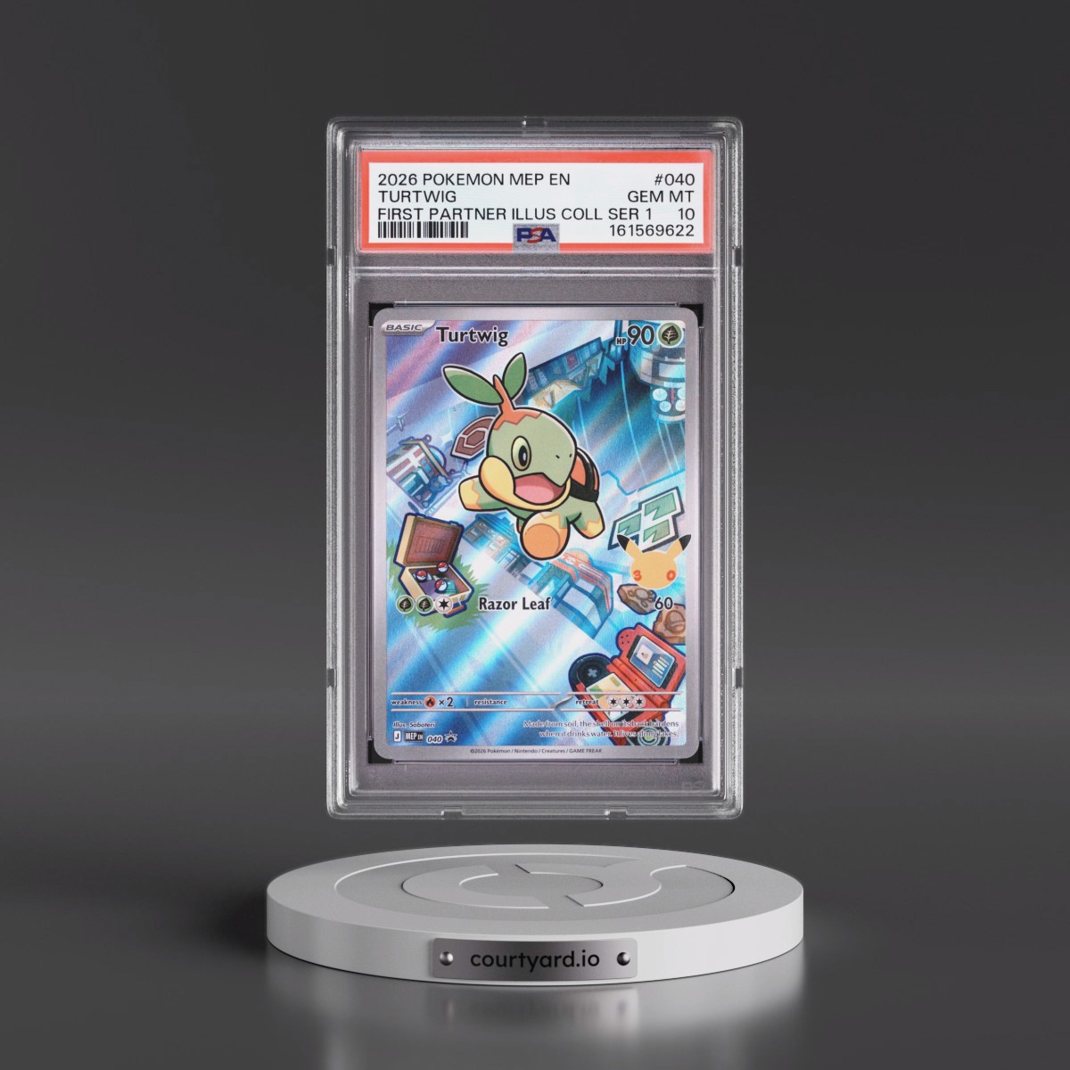 2026 Pokémon Mep EN-Me Black Star Promo #040 Turtwig - First Partner Illustration Collection Series 1 (PSA 10 GEM MINT)