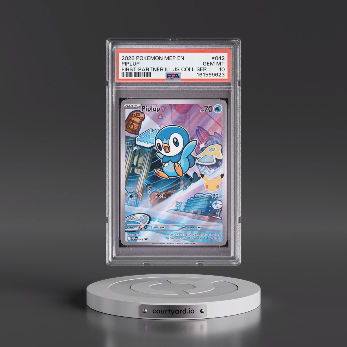 2026 Pokémon Mep EN-Me Black Star Promo #042 Piplup - First Partner Illustration Collection Series 1 (PSA 10 GEM MINT)