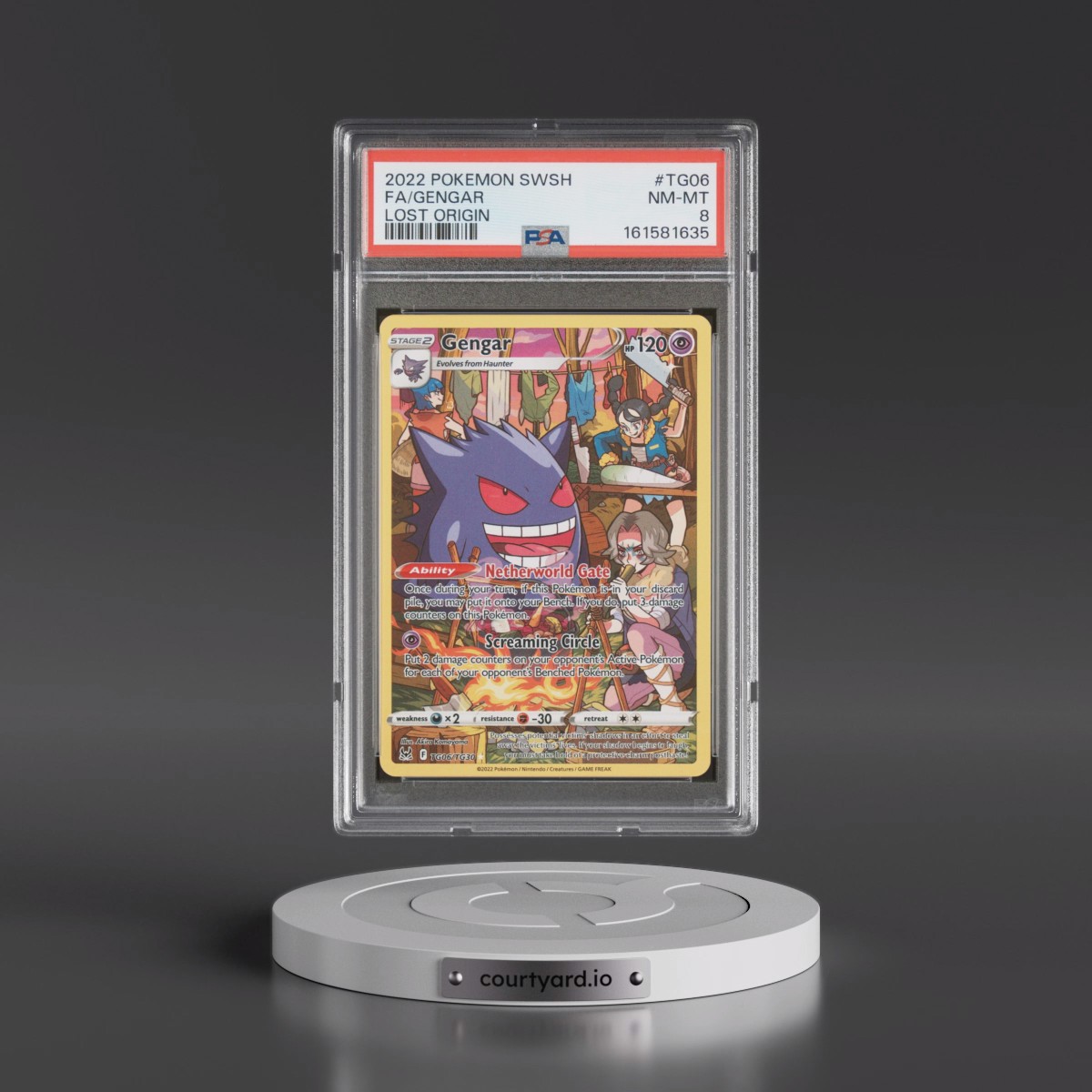 2022 Pokémon Sword & Shield Lost Origin #TG06 Gengar - Full Art (PSA 8 NM-MT)