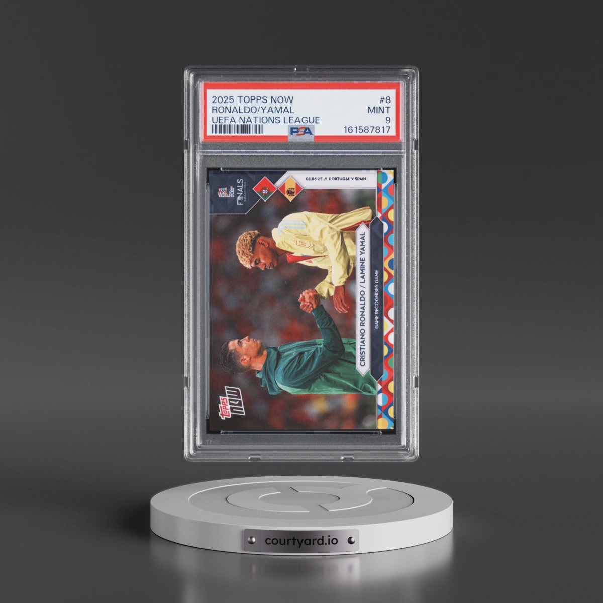 2025 Topps Now UEFA Nations League #8 Cristiano Ronaldo/Lamine Yamal (PSA 9 MINT)