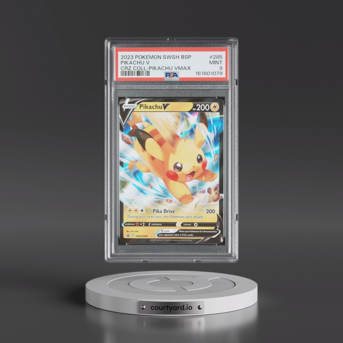 2023 Pokémon Swsh Black Star Promo #285 Pikachu V - Holo Crown Zenith Collections-Pikachu Vmax (PSA 9 MINT)