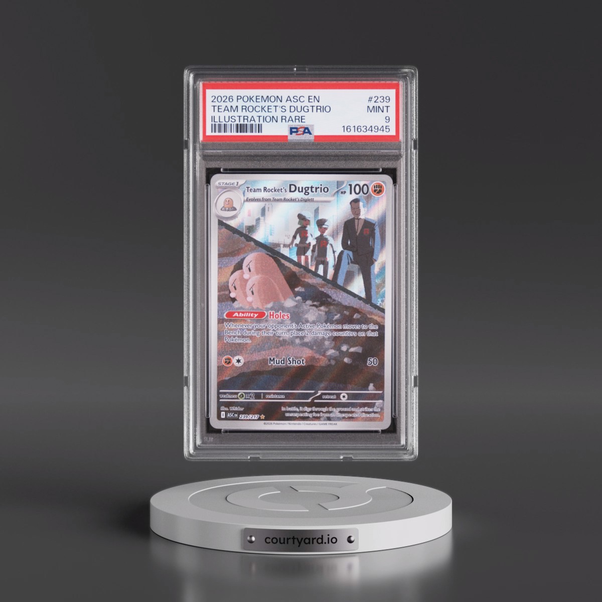 2026 Pokémon Asc EN-Ascended Heroes #239 Team Rocket's Dugtrio - Illustration Rare (PSA 9 MINT)