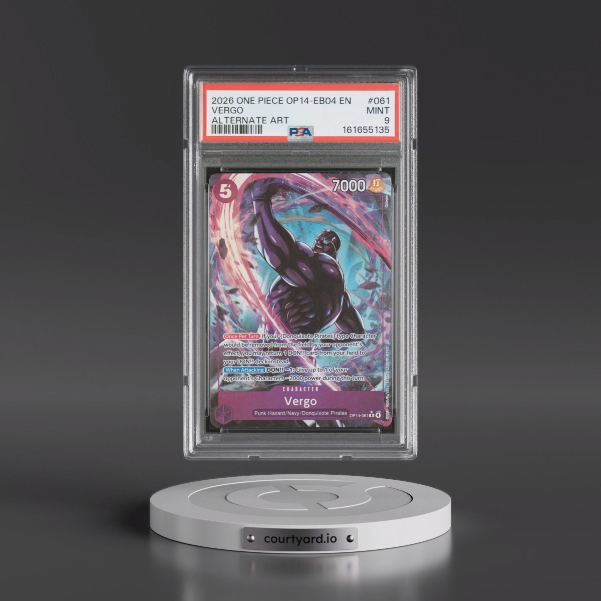 2026 One Piece OP14-EB04-the Azure Sea's Seven #061 Vergo - Alternate Art (PSA 9 MINT)