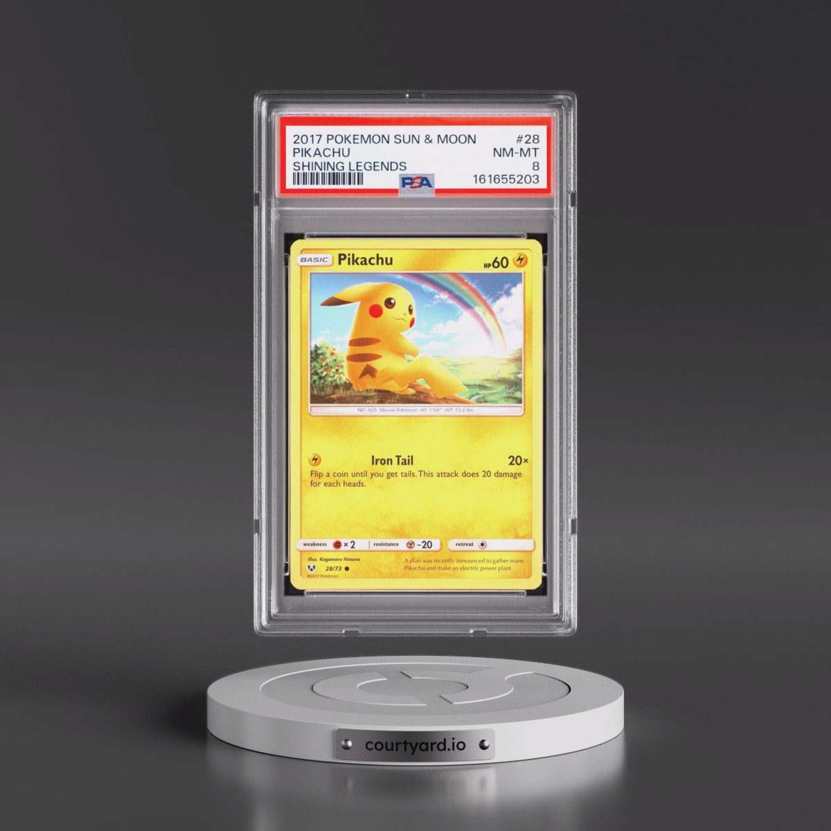 2017 Pokémon Sun & Moon Shining Legends #28 Pikachu (PSA 8 NM-MT)