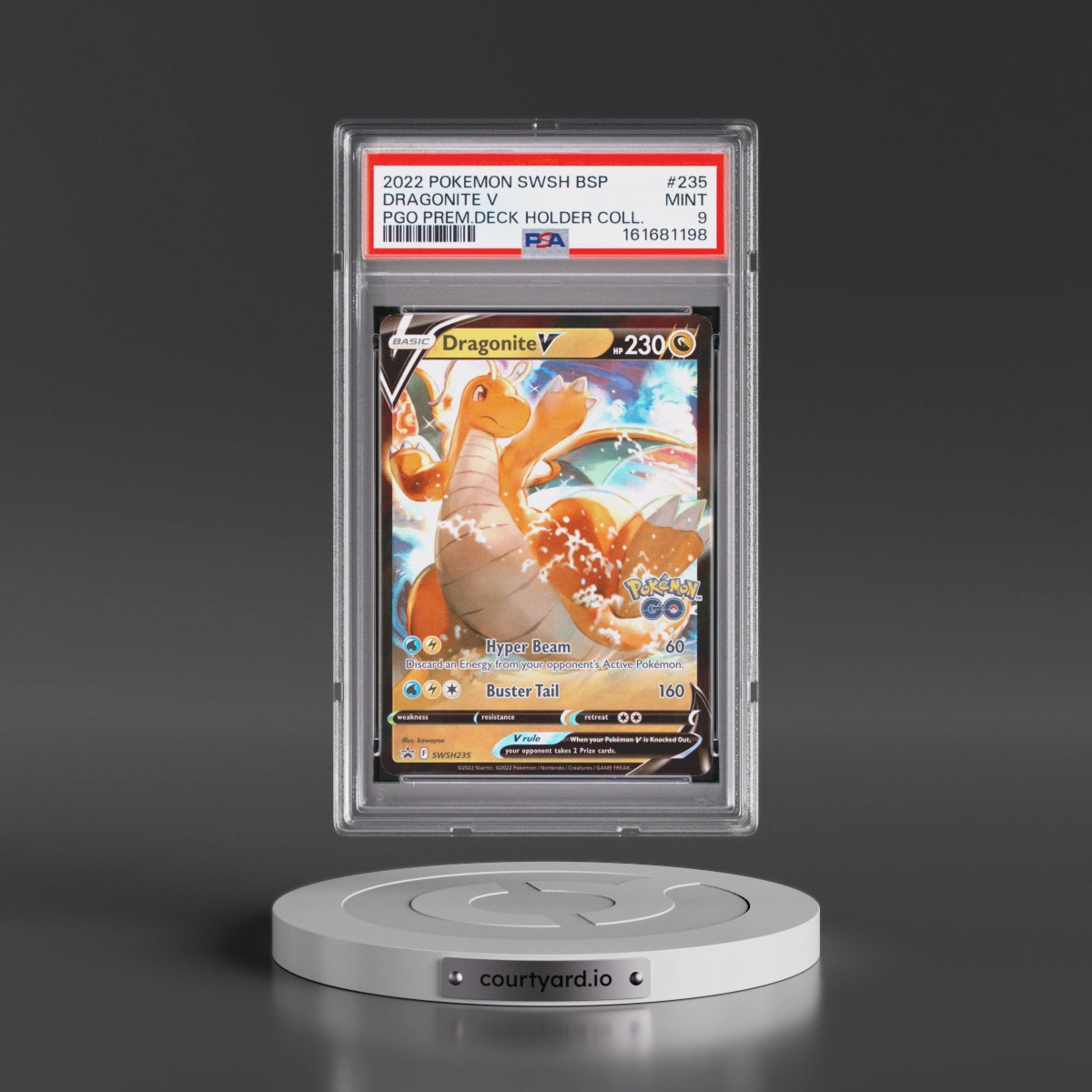 2022 Pokémon Swsh Black Star Promo #235 Dragonite V - Holo Pokemon Go Premier Deck Holder Collection (PSA 9 MINT)