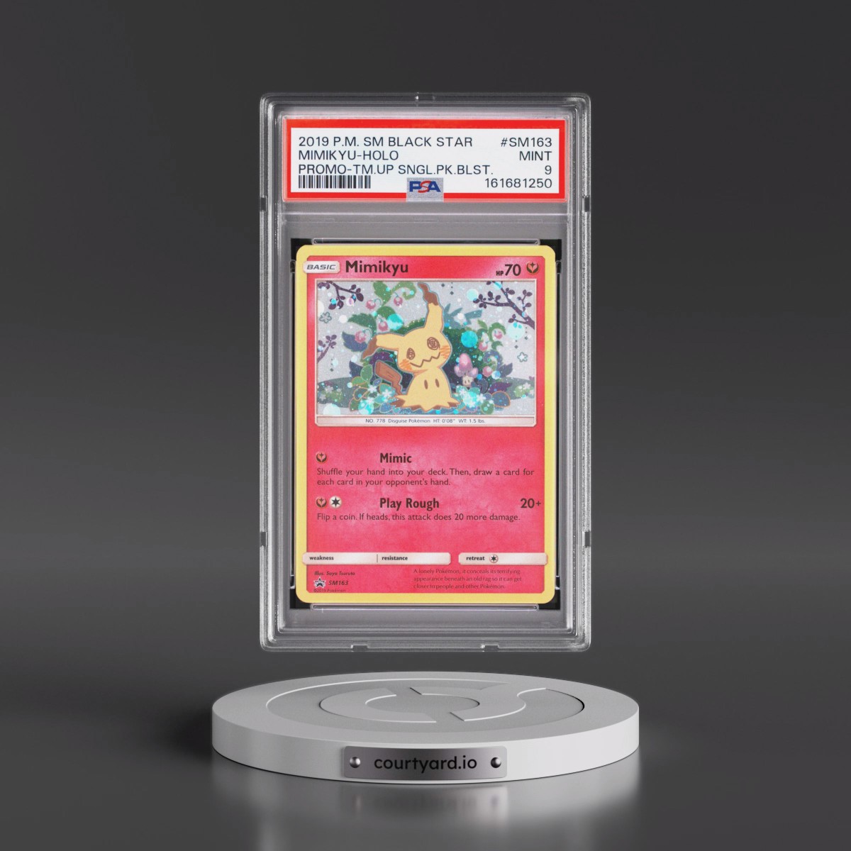 2019 Pokémon SM Black Star Promo #SM163 Mimikyu - Holo Team Up Single Pack Blisters (PSA 9 MINT)
