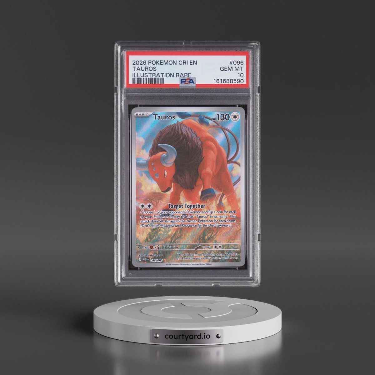 2026 Pokémon Cri EN-Chaos Rising #096 Tauros - Illustration Rare (PSA 10 GEM MINT)