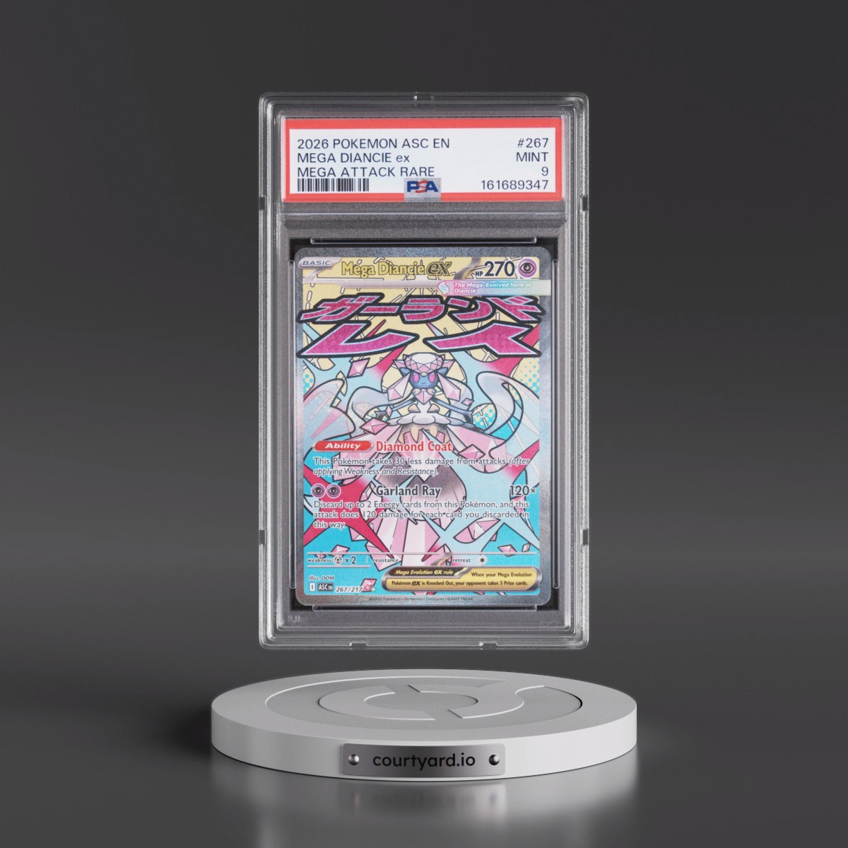 2026 Pokémon Asc EN-Ascended Heroes #267 Mega Diancie EX - Holo Mega Attack Rare (PSA 9 MINT)