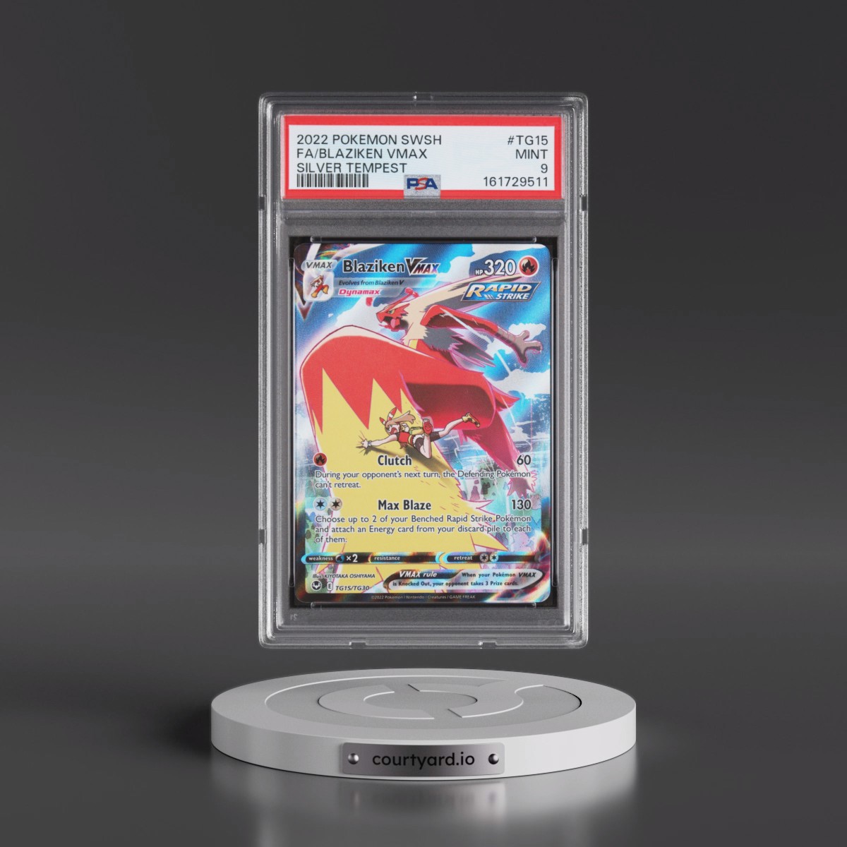 2022 Pokémon Sword & Shield Silver Tempest #TG15 Blaziken Vmax - Full Art (PSA 9 MINT)