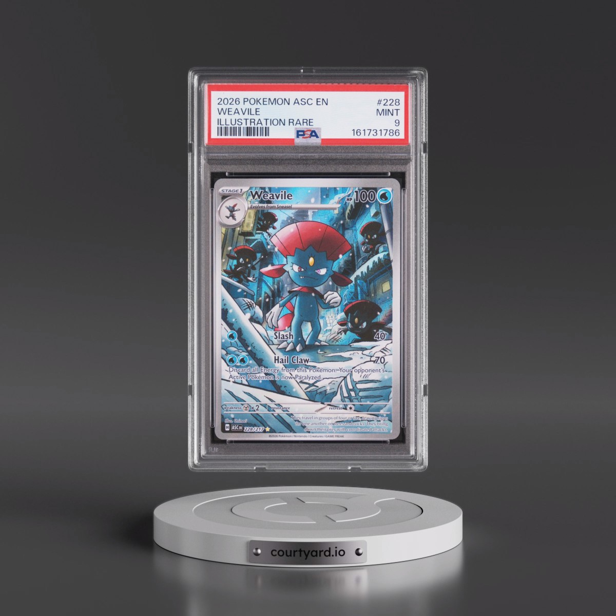 2026 Pokémon Asc EN-Ascended Heroes #228 Weavile - Illustration Rare (PSA 9 MINT)