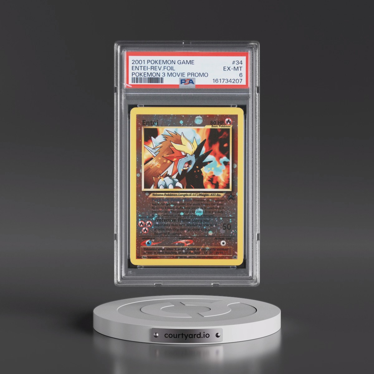 2001 Pokémon Game Movie #34 Entei - Reverse Foil Pokemon 3 Movie Promo (PSA 6 EX-MT)