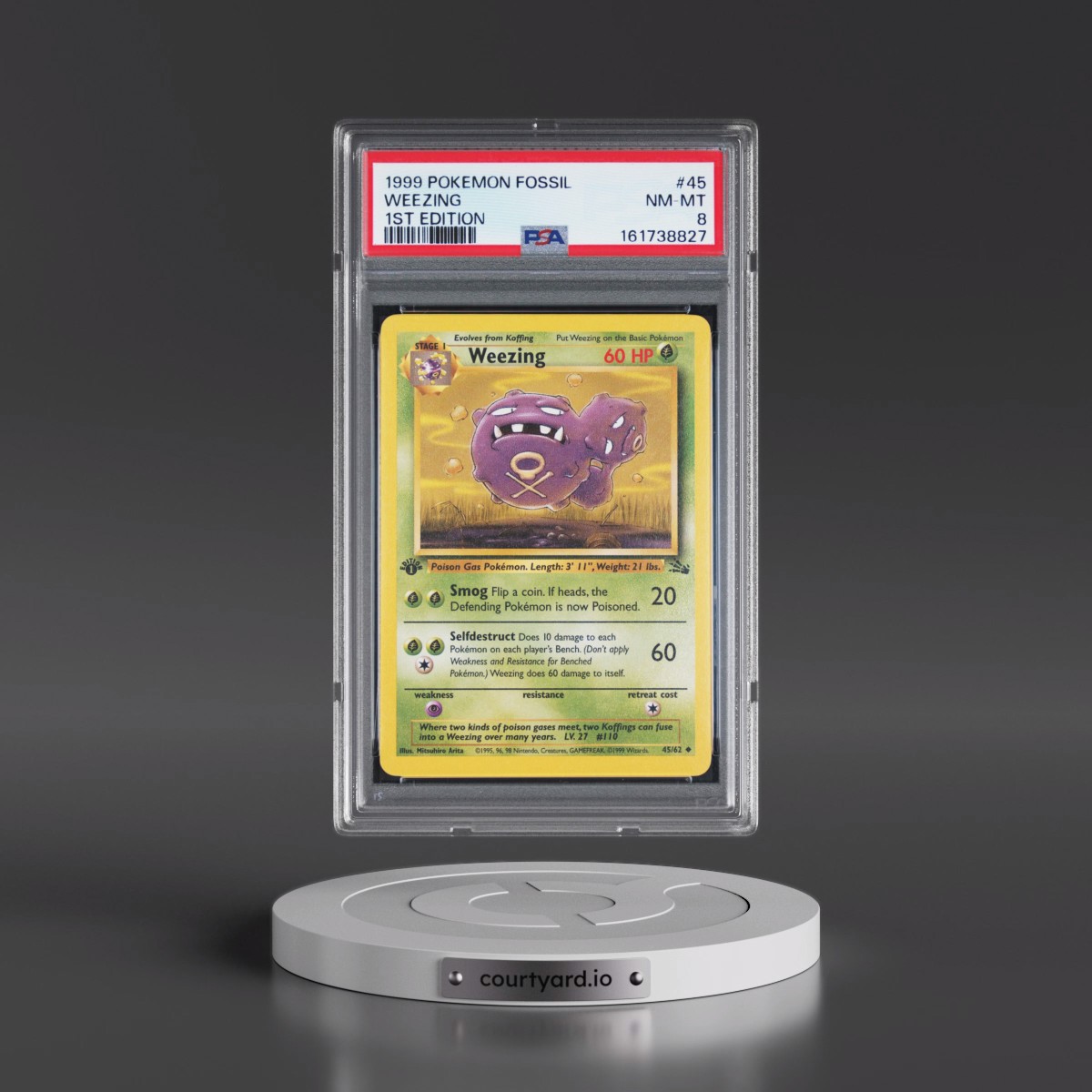 1999 Pokémon Fossil #45 Weezing - 1st Edition (PSA 8 NM-MT)