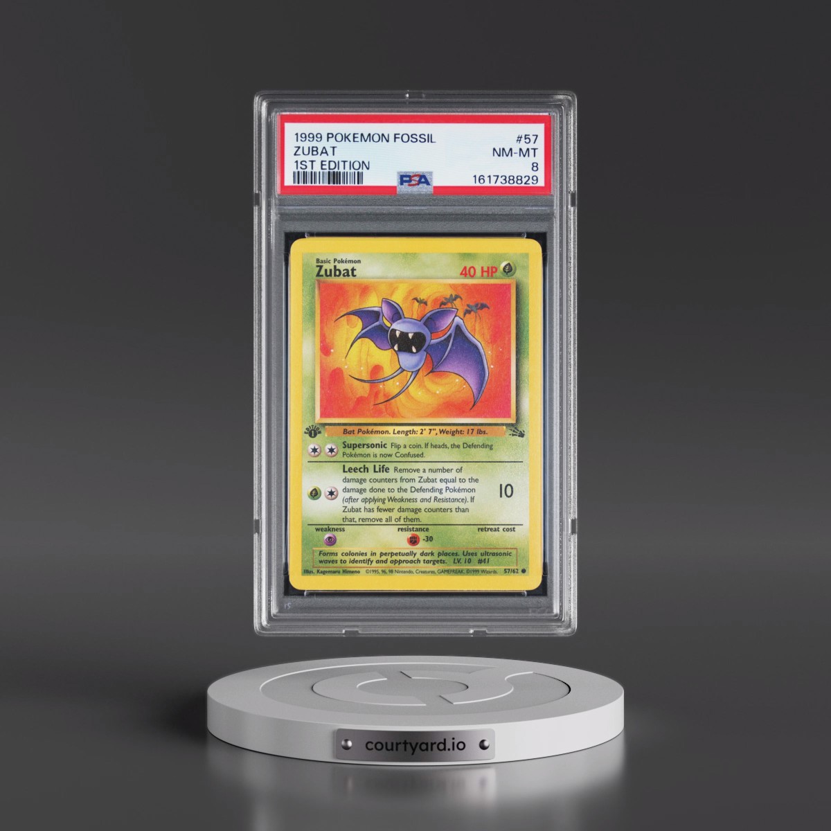 1999 Pokémon Fossil #57 Zubat - 1st Edition (PSA 8 NM-MT)
