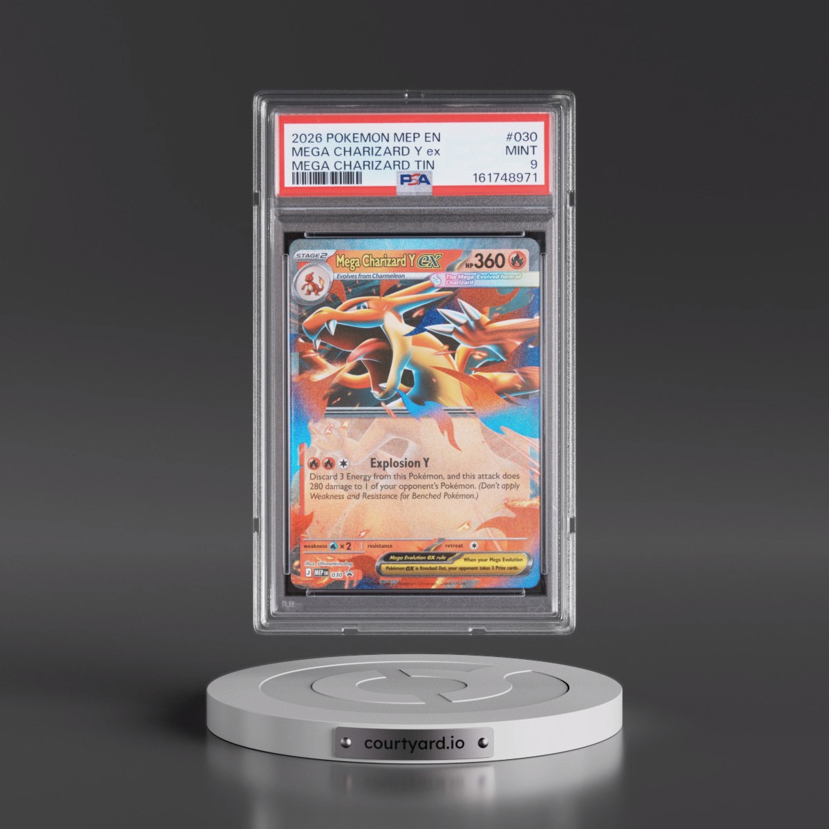 2026 Pokémon Mep EN-Me Black Star Promo #030 Mega Charizard Y EX - Holo Mega Charizard Tin (PSA 9 MINT)