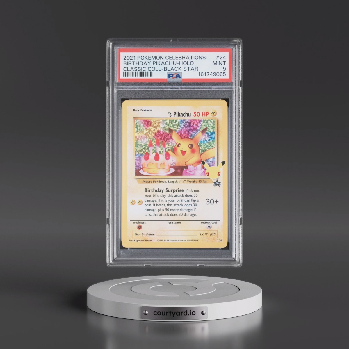 2021 Pokémon Celebrations Classic Collection #24 Birthday Pikachu - Holo (PSA 9 MINT)