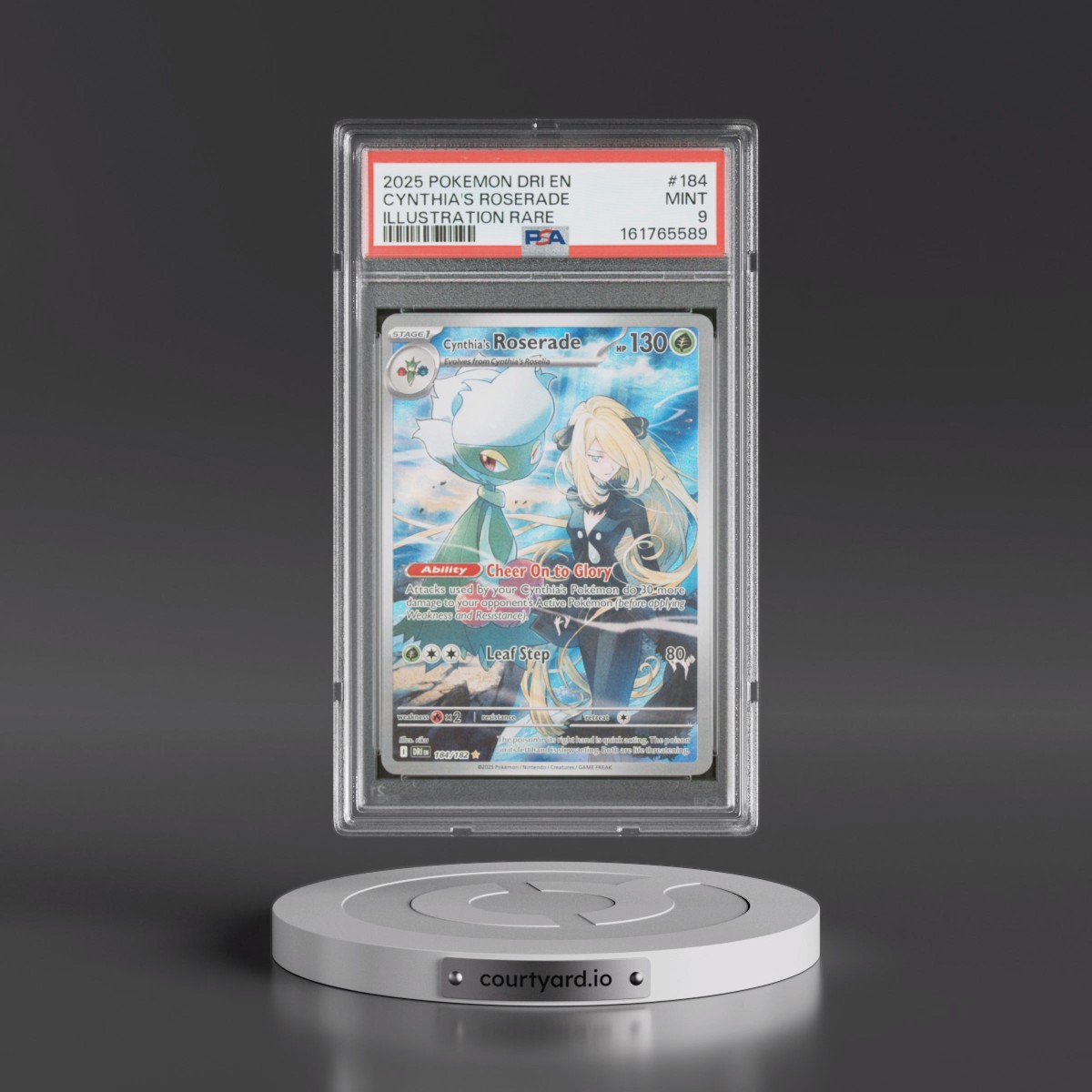 2025 Pokémon Dri EN-Destined Rivals #184 Cynthia's Roserade - Illustration Rare (PSA 9 MINT)